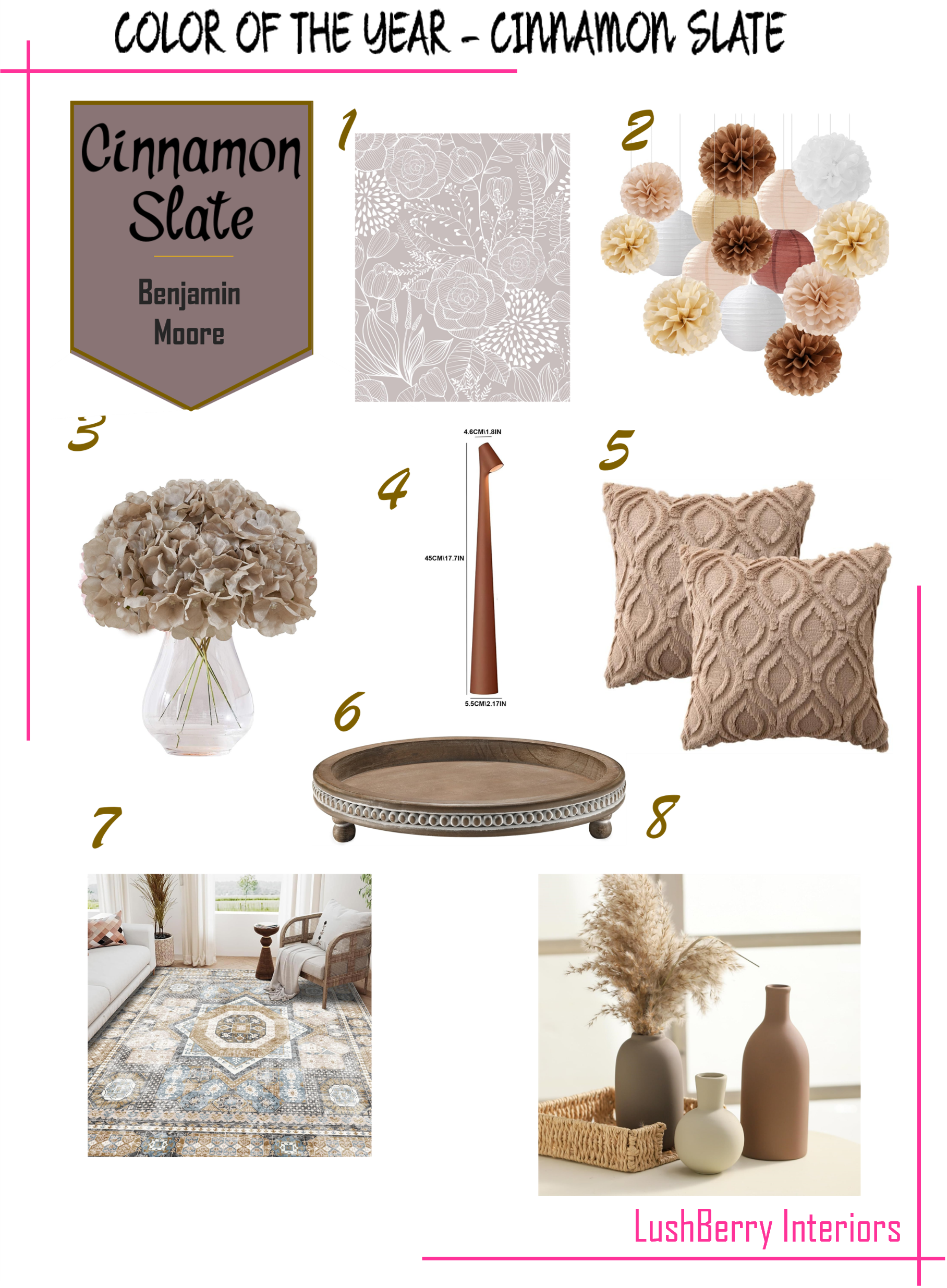 Benjamin Moore's Color of the Year 2025 - Cinnamon Slate - Mood board