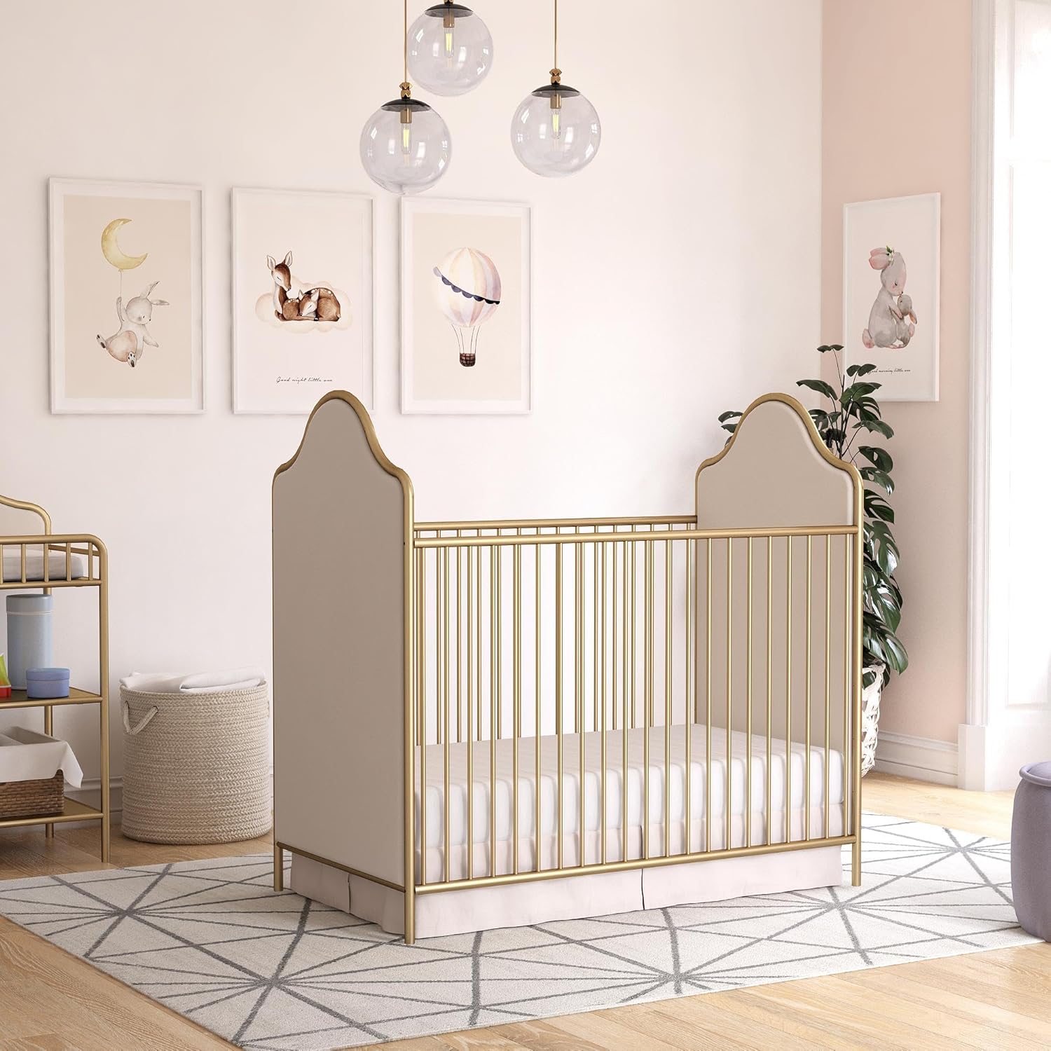 Little Seeds Piper Metal Crib in Gold