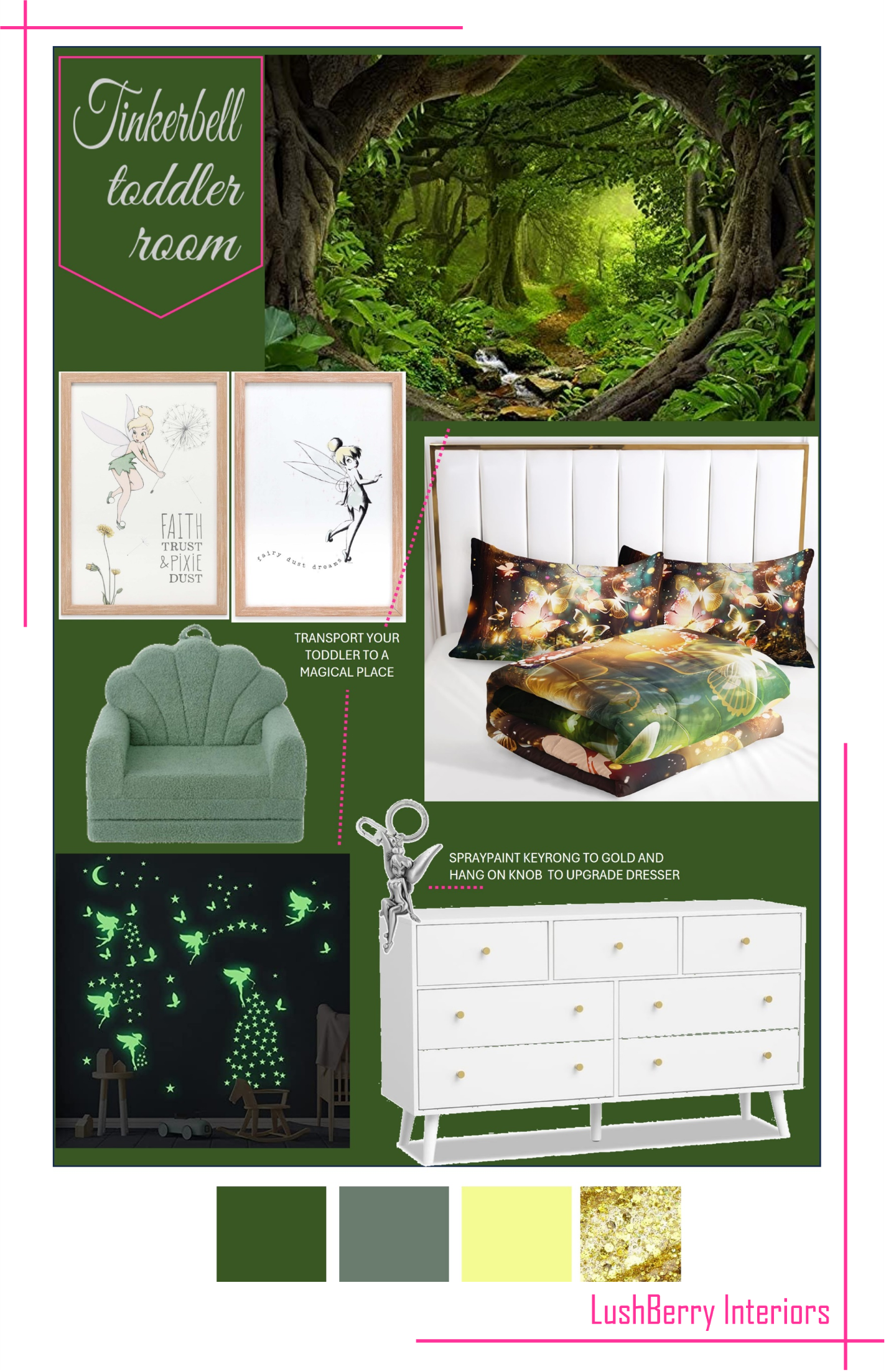 Tinkerbell Inspired Toddler Room Mood Board