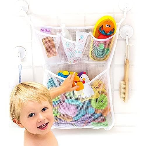Find bath toy storage solutions here as well