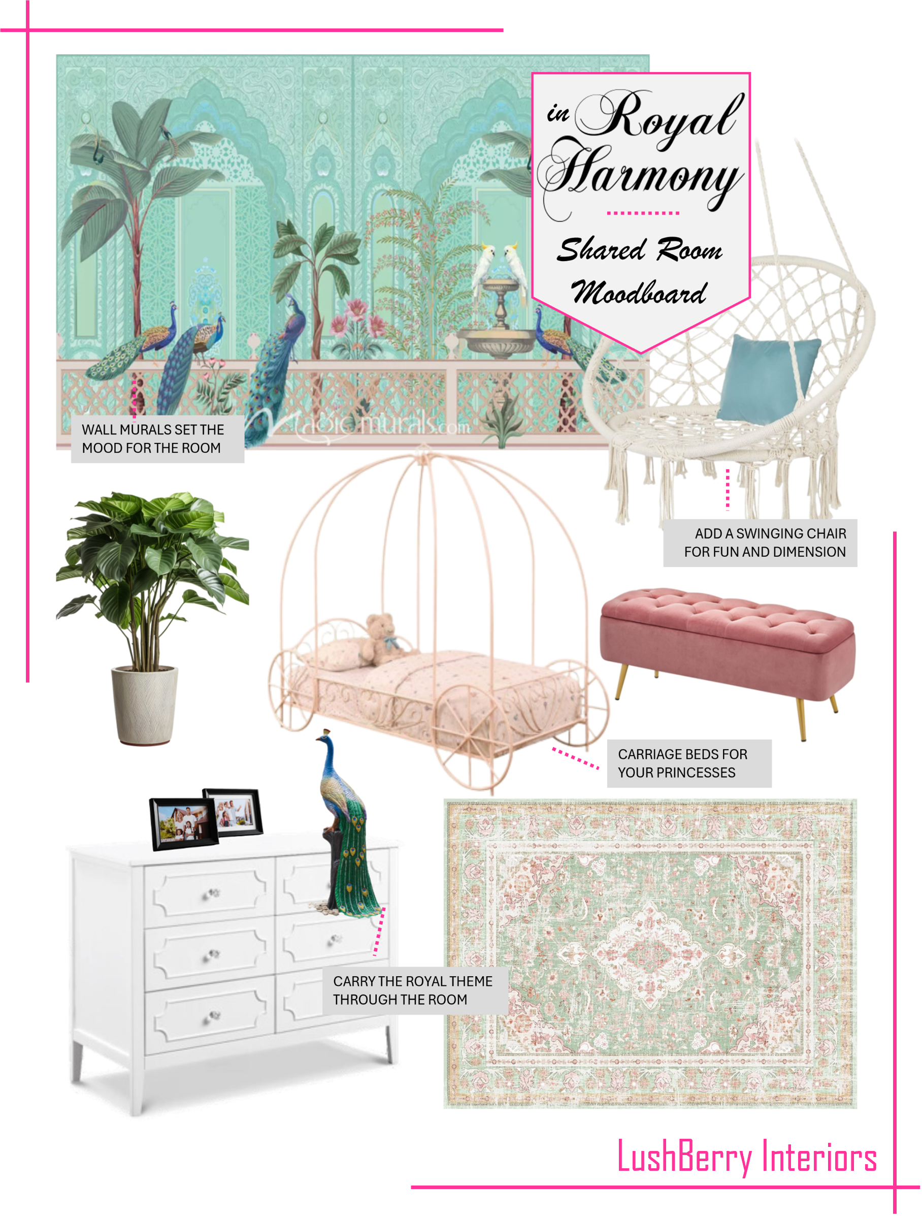 Shared Girl Bedroom Ideas Mood board - In Royal Harmony